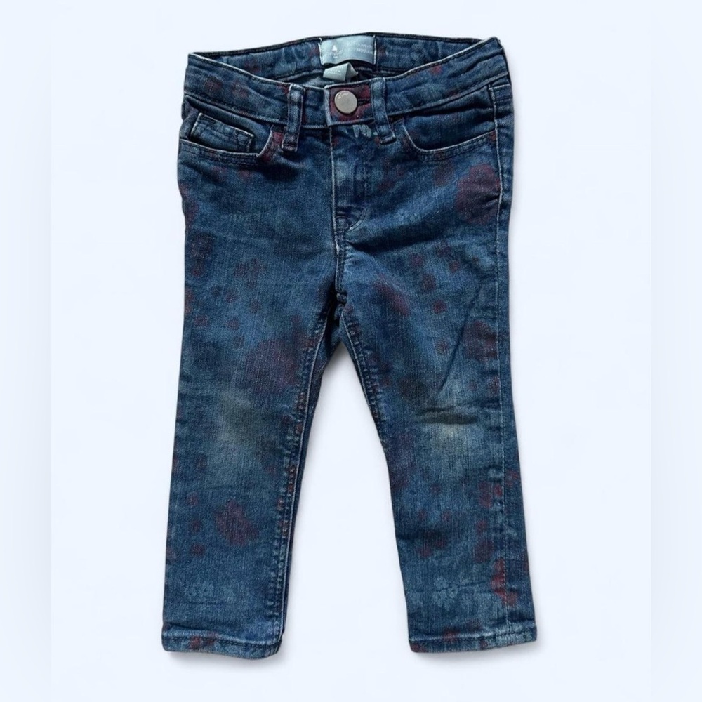 Baby Gap Floral Skinny Jeans in Medium Blue Wash/Red Girls Size 2T